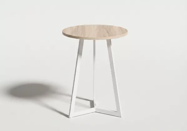 Mesa auxiliar redonda tapa madera YARA prncipal