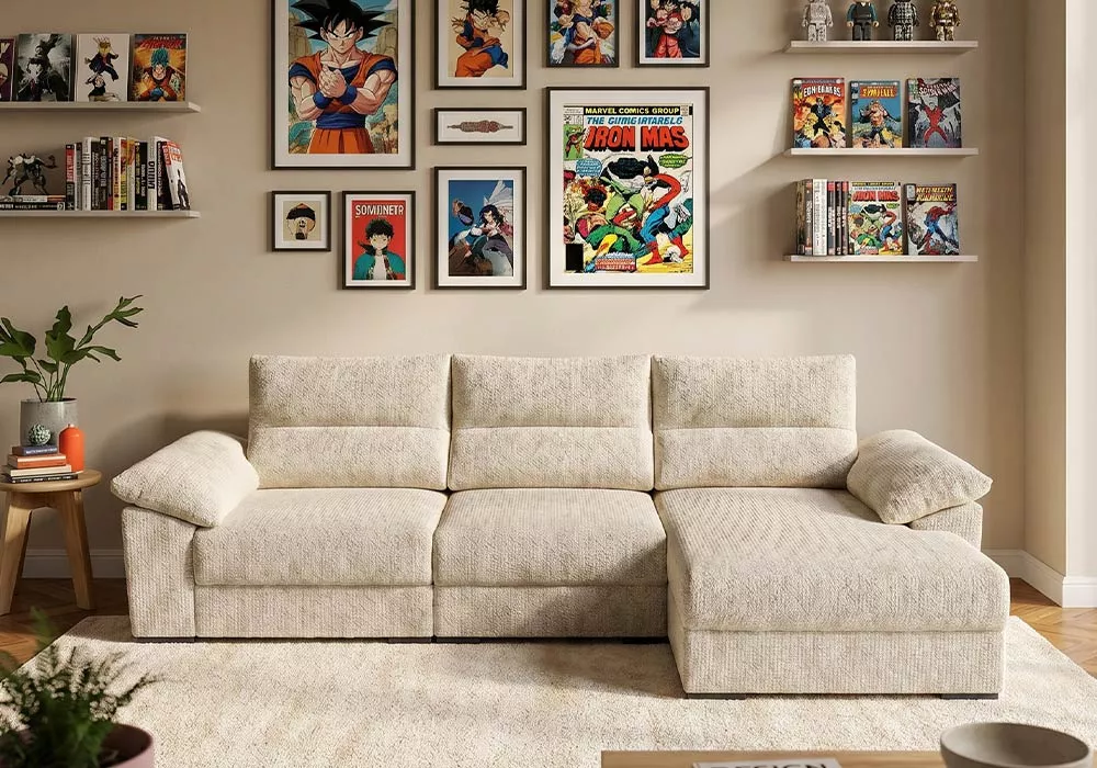 Sofá chaise longue asientos deslizantes NIVA