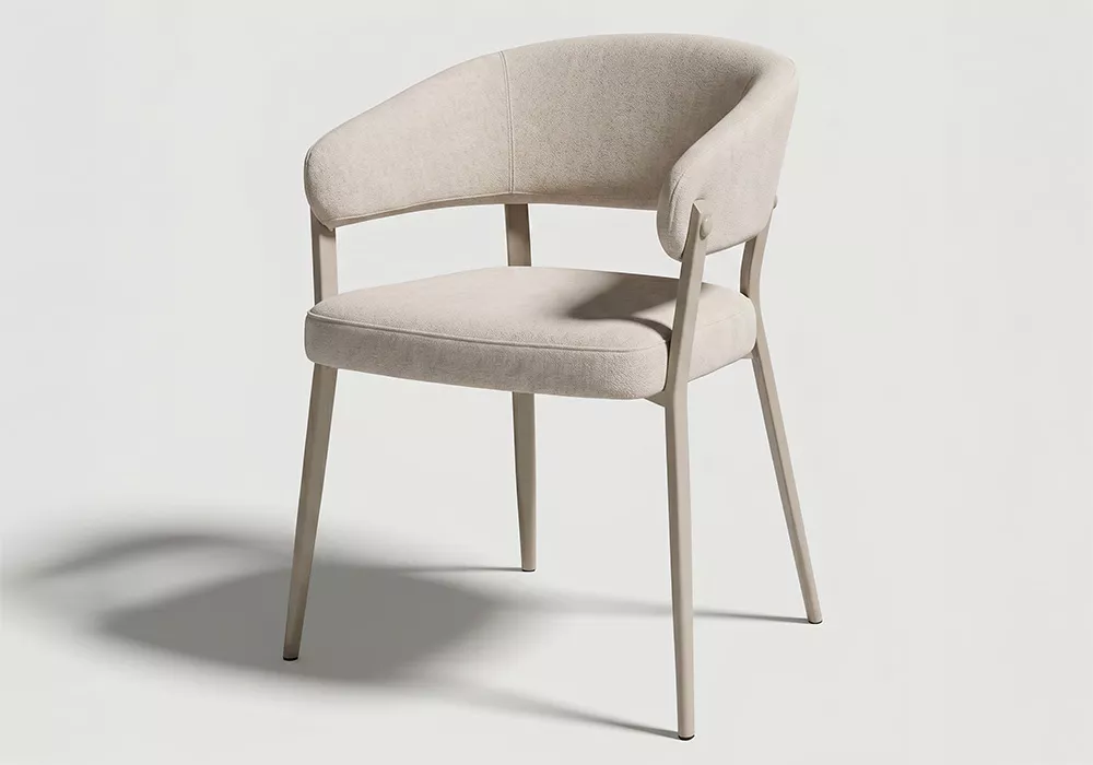 Silla comedor respaldo curvo EMI- beige lado