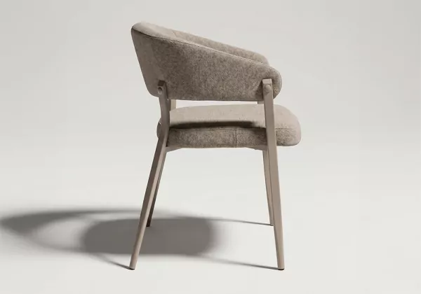 Silla comedor respaldo curvo EMI- taupe lado