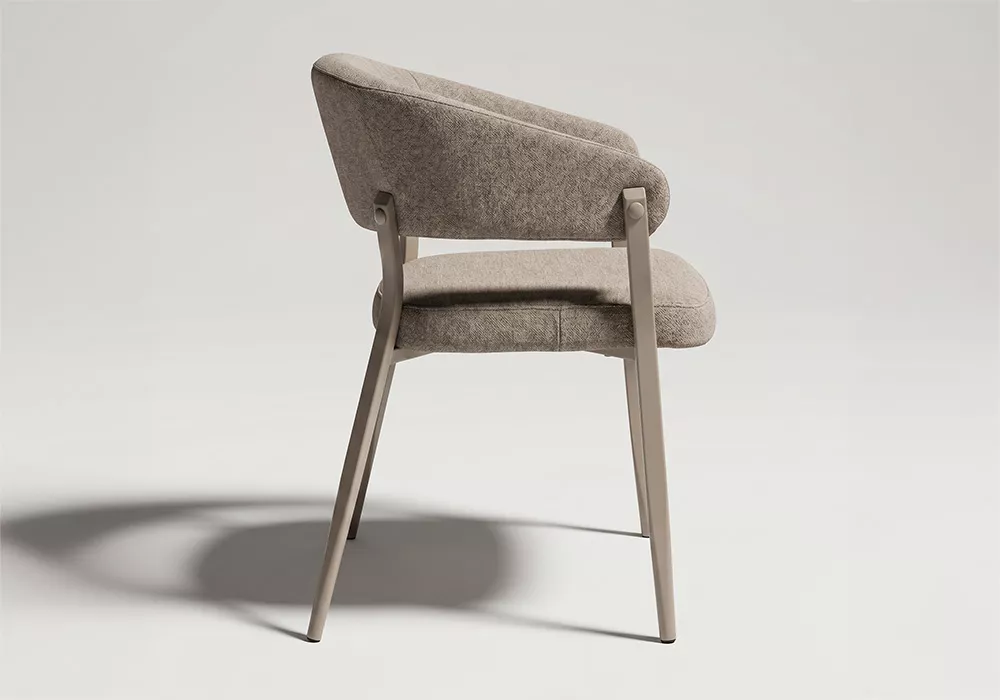 Silla comedor respaldo curvo EMI- taupe lado