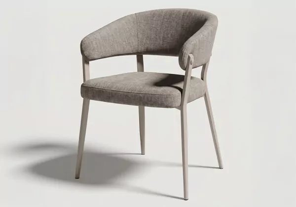Silla comedor respaldo curvo EMI- taupe lado