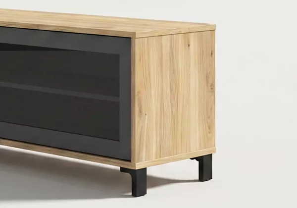 Mueble TV con puerta deslizante TRIBECA detalle Mueble TV con puerta deslizante TRIBECA detalle