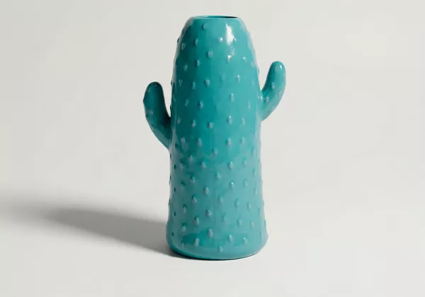 Jarrón de porcelana CACTUS azul