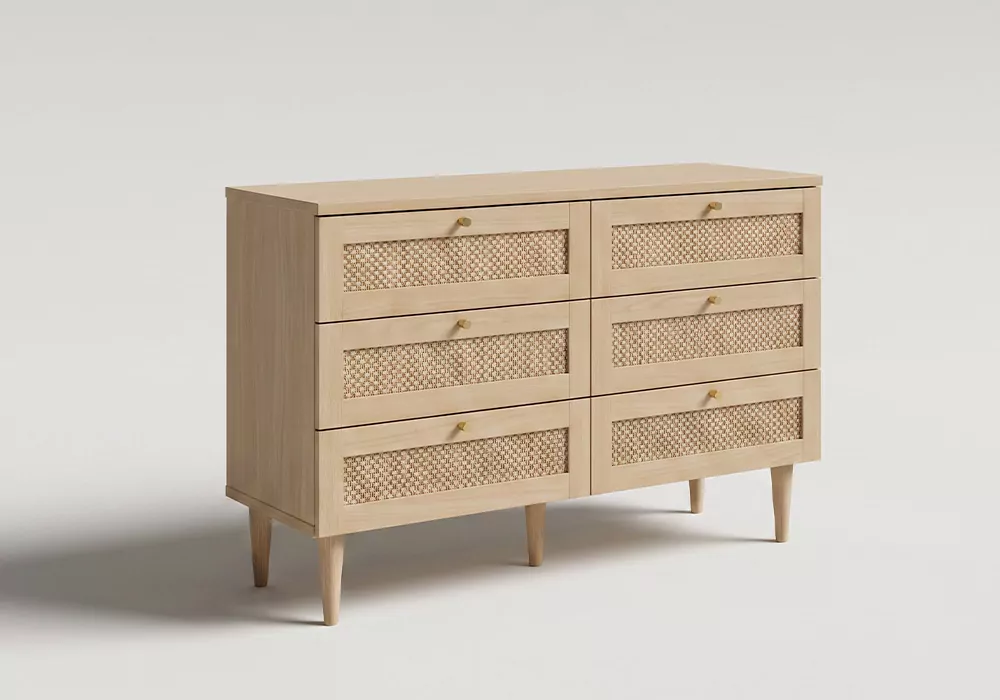 Confortável 6 cajones faia e rattan CALABRIA Confortável 6 cajones faia e rattan CALABRIA