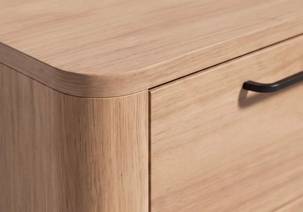 Mesita 2 cajones BRONTE madera detalle