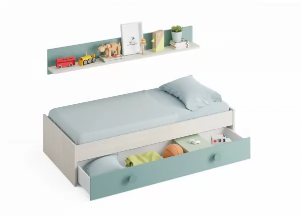 CAMA DOBLE JUVENIL Y ESTANTE DE PARED FREEMAN CAMA DOBLE JUVENIL Y ESTANTE DE PARED FREEMAN
