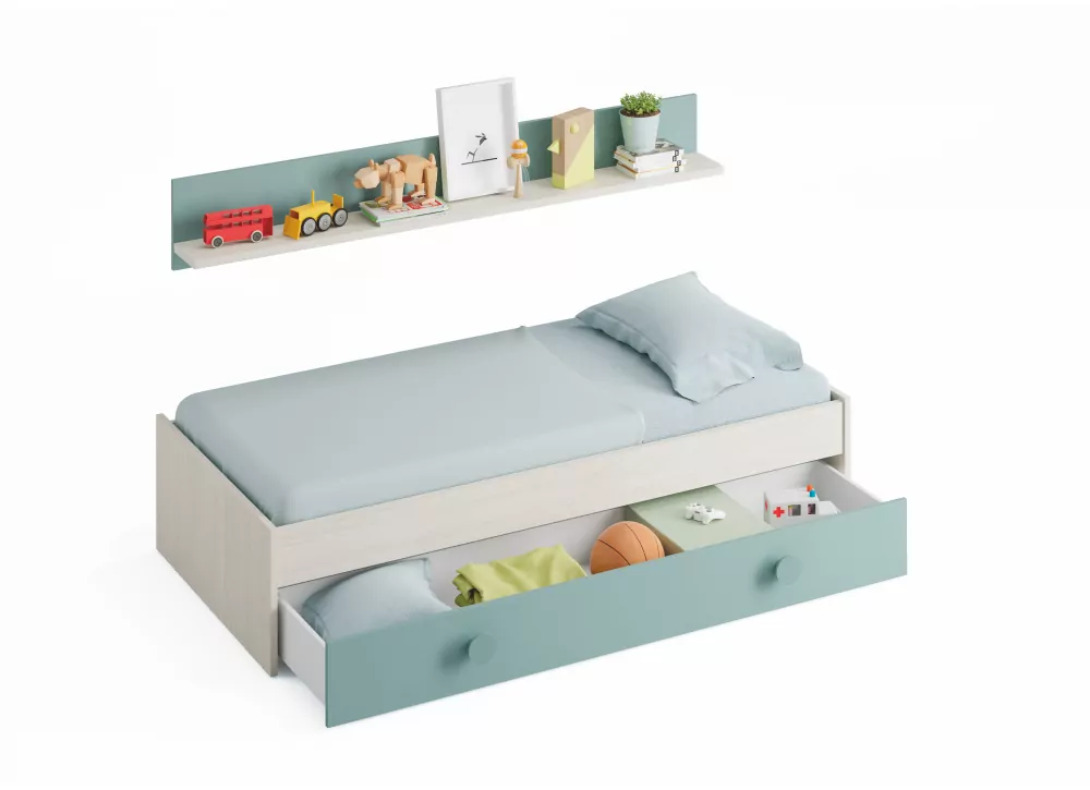 CAMA DOBLE JUVENIL Y ESTANTE DE PARED FREEMAN CAMA DOBLE JUVENIL Y ESTANTE DE PARED FREEMAN