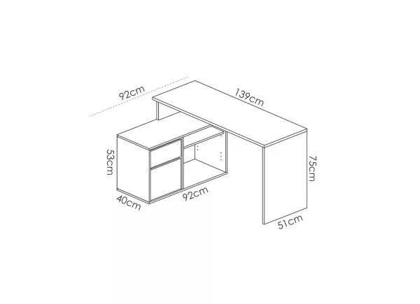 Mesa de estudio en ángulo STUART